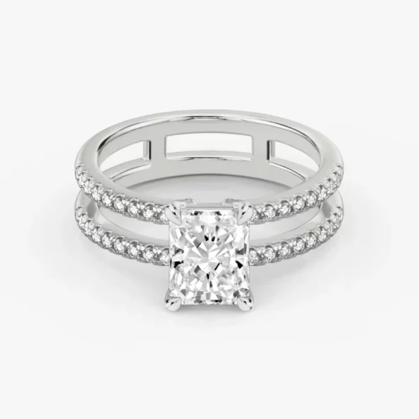 Lane Woods Double Band Radiant Solitaire Moissanite Ring