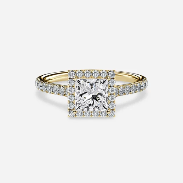 Lane Woods Princess Cut Halo Pave Moissanite Engagement Ring