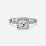 Lane Woods Princess Cut Halo Pave Moissanite Engagement Ring