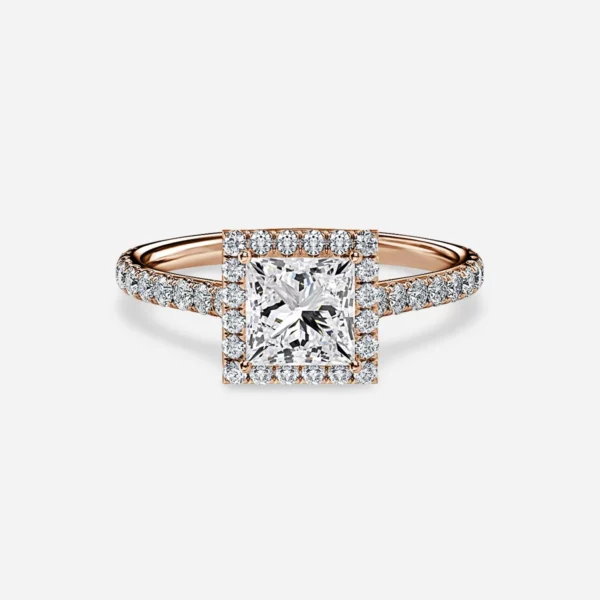 Lane Woods Princess Cut Halo Pave Moissanite Engagement Ring