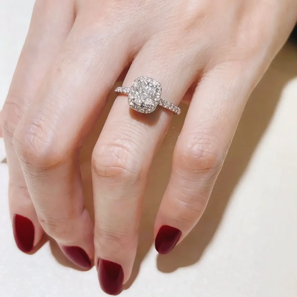 Lane Woods Princess Cut Halo Pave Moissanite Engagement Ring