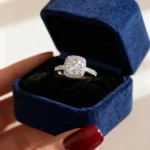 Lane Woods Princess Cut Halo Pave Moissanite Engagement Ring