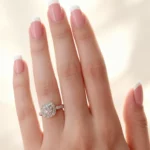 Lane Woods Princess Cut Halo Pave Moissanite Engagement Ring