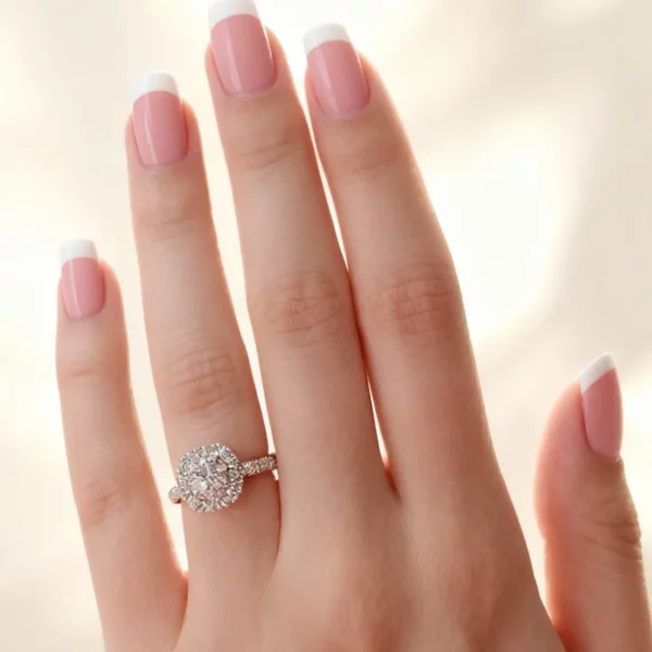 Lane Woods Princess Cut Halo Pave Moissanite Engagement Ring