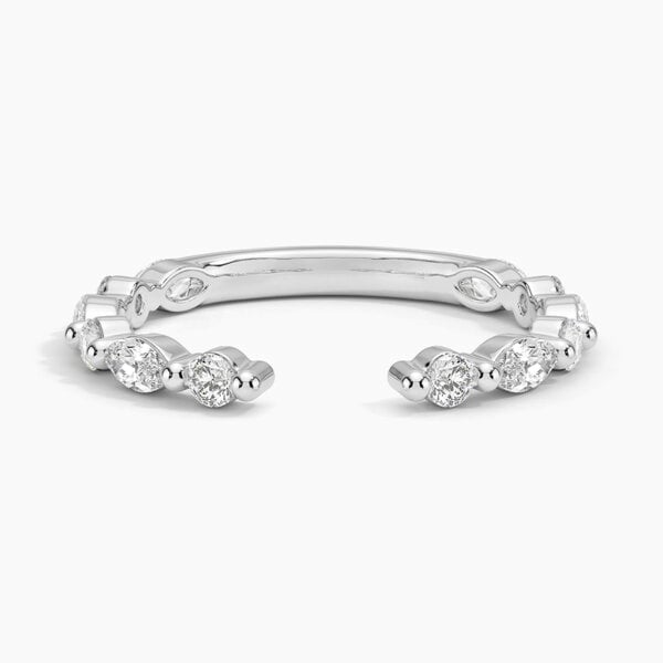 Lane Woods Round and Marquise Stacking Moissanite Half Wedding Open Ring