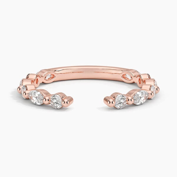 Lane Woods Round and Marquise Stacking Moissanite Half Wedding Open Ring