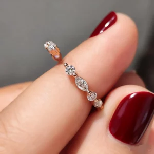 Lane Woods Round and Marquise Stacking Moissanite Half Wedding Open Ring