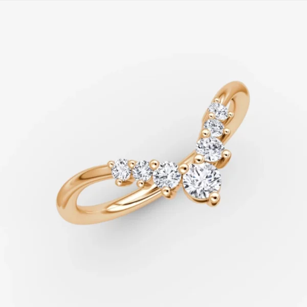 Lane Woods Round Cut Drop Crown Moissanite Wedding Band