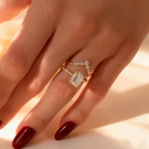 Lane Woods Round Cut Drop Crown Moissanite Wedding Band