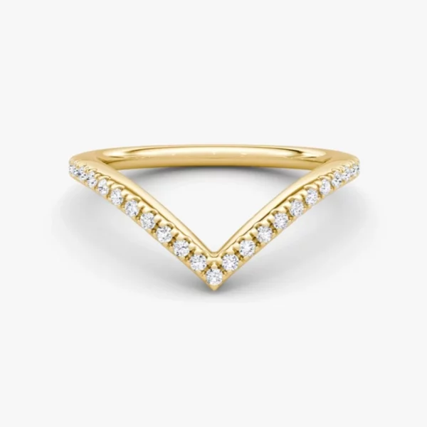 Lane Woods Round Cut Moissanite Half Eternity Wedding V Band