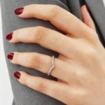 Lane Woods Round Cut Moissanite Half Eternity Wedding V Band