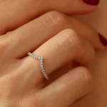 Lane Woods Round Cut Moissanite Half Eternity Wedding V Band