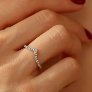 Lane Woods Round Cut Moissanite Half Eternity Wedding V Band