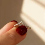 Lane Woods Round Cut Moissanite Half Eternity Wedding V Band