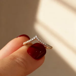 Lane Woods Round Cut Moissanite Half Eternity Wedding V Band