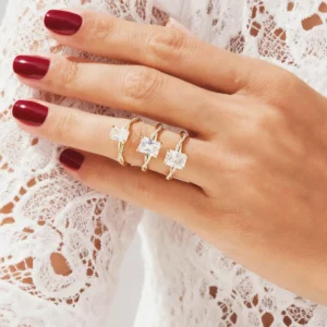 Lane Woods Twisted Radiant Promise Engagement Wedding Moissanite Ring