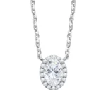 Lane Woods Halo Oval Moissanite Pendant Necklace
