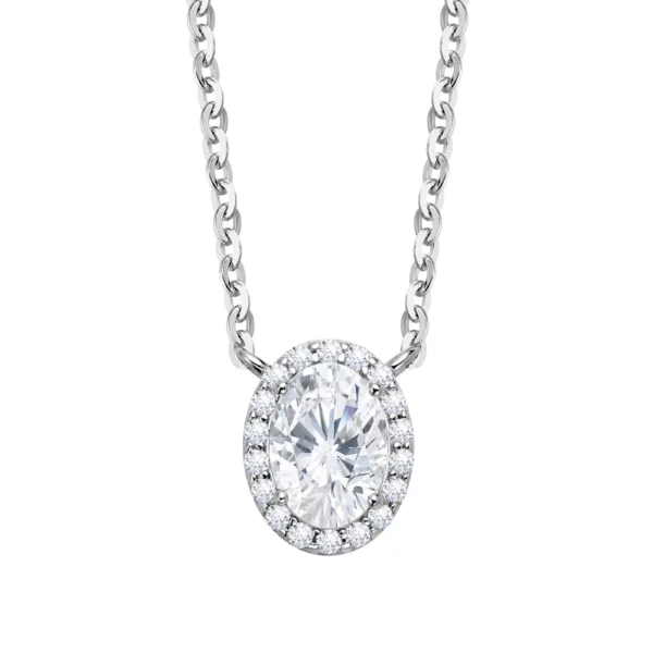 Lane Woods Halo Oval Moissanite Pendant Necklace