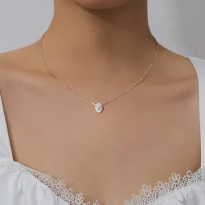 Lane Woods Halo Oval Moissanite Pendant Necklace