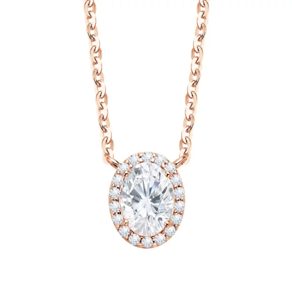 Lane Woods Halo Oval Moissanite Pendant Necklace