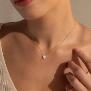 Lane Woods Heart Halo Moissanite Pendant Necklace