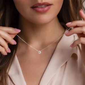 Lane Woods Oval Cut Moissanite Solitaire Pendant Necklace