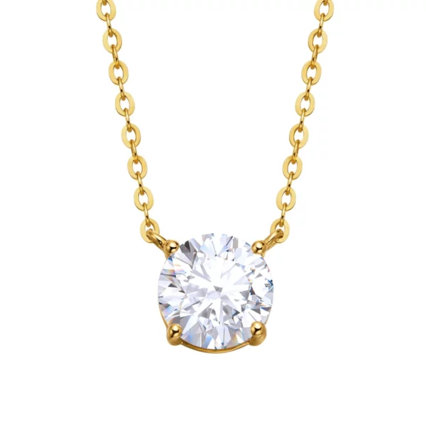 Lane Woods Round Cut Moissanite Solitaire Pendant Necklace