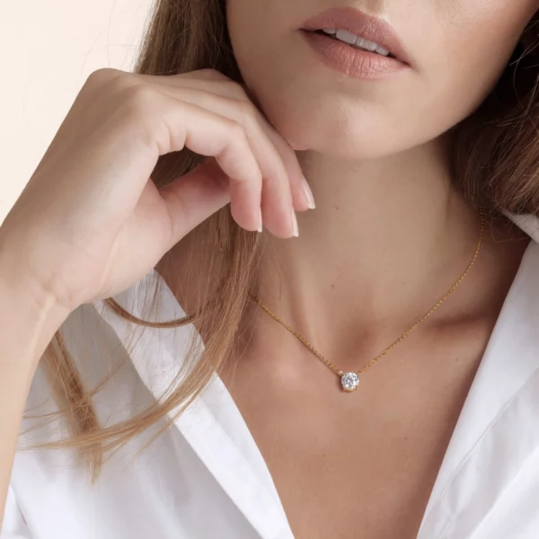 Lane Woods Round Cut Moissanite Solitaire Pendant Necklace