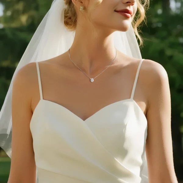 Lane Woods Round Cut Moissanite Solitaire Pendant Necklace