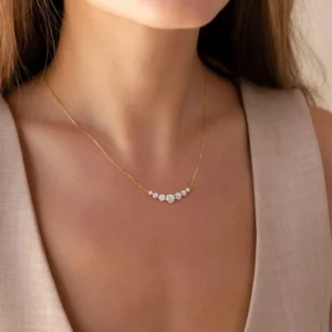 Lane Woods Seven Stone Round Moissanite Solitaire Pendant Necklace