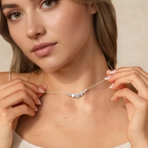 Lane Woods Seven Stone Round Moissanite Solitaire Pendant Necklace