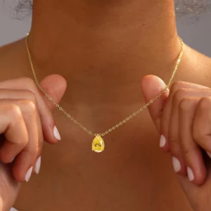 Lane Woods Teardrop Pear Moissanite Solitaire Pendant Necklace