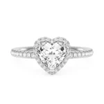 Lane Woods Heart Moissanite Halo Promise Ring with Pave Band