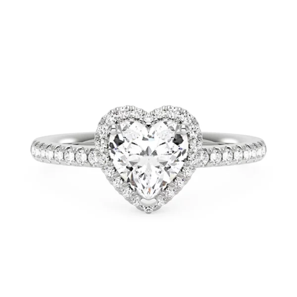 Lane Woods Heart Moissanite Halo Promise Ring with Pave Band