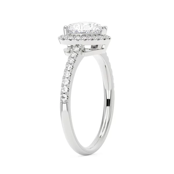 Lane Woods Heart Moissanite Halo Promise Ring with Pave Band