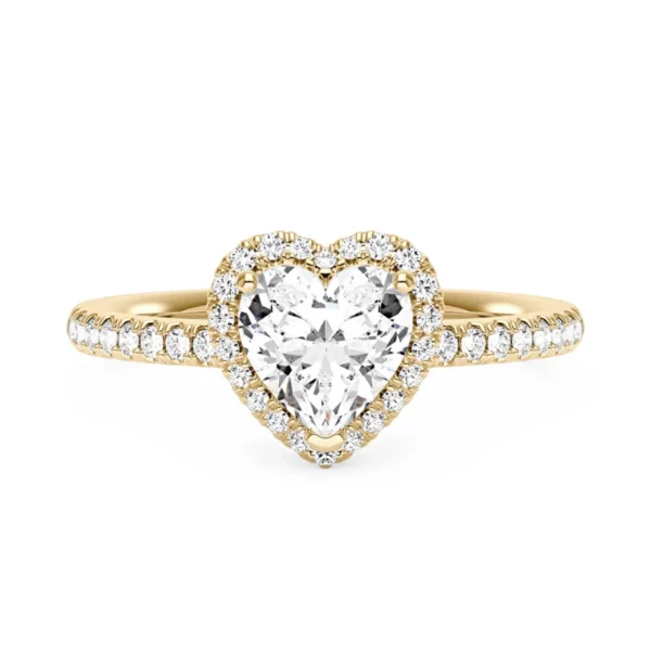 Lane Woods Heart Moissanite Halo Promise Ring with Pave Band