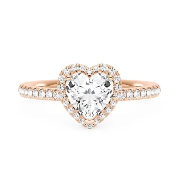 Lane Woods Heart Moissanite Halo Promise Ring with Pave Band