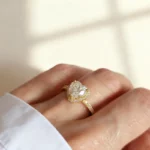 Lane Woods Heart Moissanite Halo Promise Ring with Pave Band