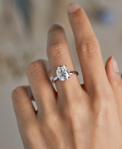 S925 Sterling Silver Oval Cut Moissanite Solitaire Ring